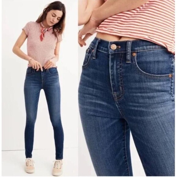 Madewell 10" High-Rise Skinny Blue Denim Jean Long Pants Style G7391 Size 26 - Picture 1 of 17
